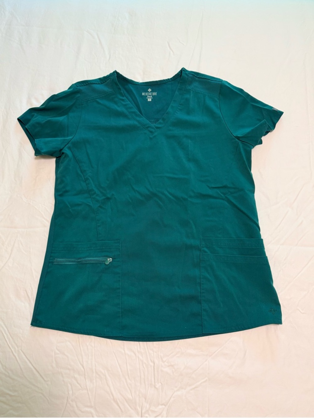 Med Couture Touch V-Neck Short Sleeve Scrub Top - Hunter - Picture 4 of 10